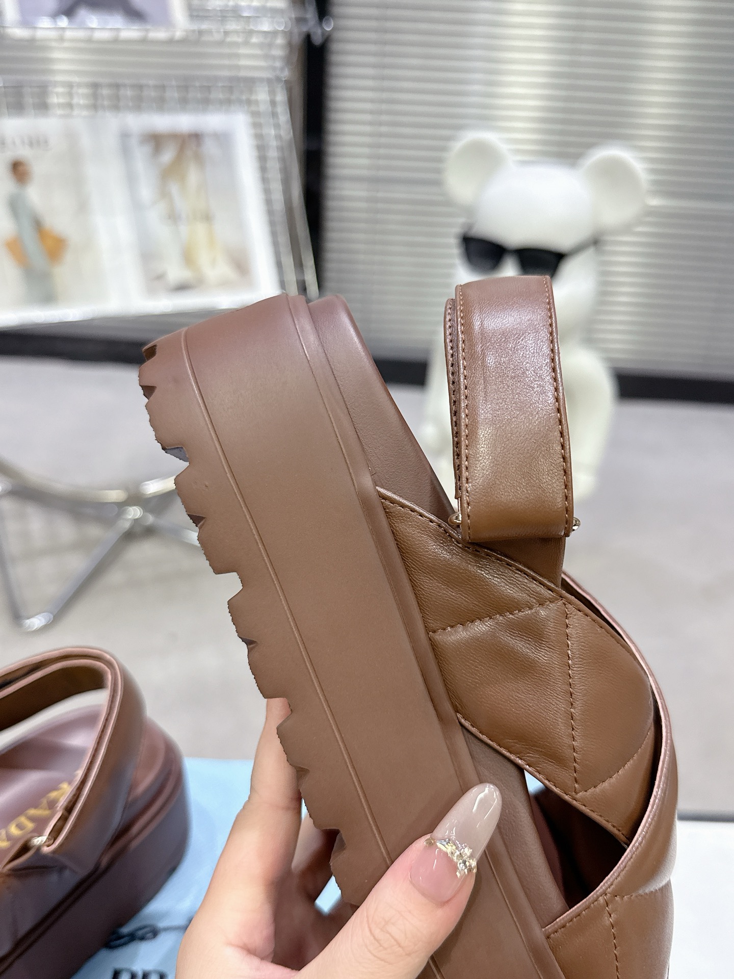 [TOP] PRADA Thick Sole Sandals - Brown
