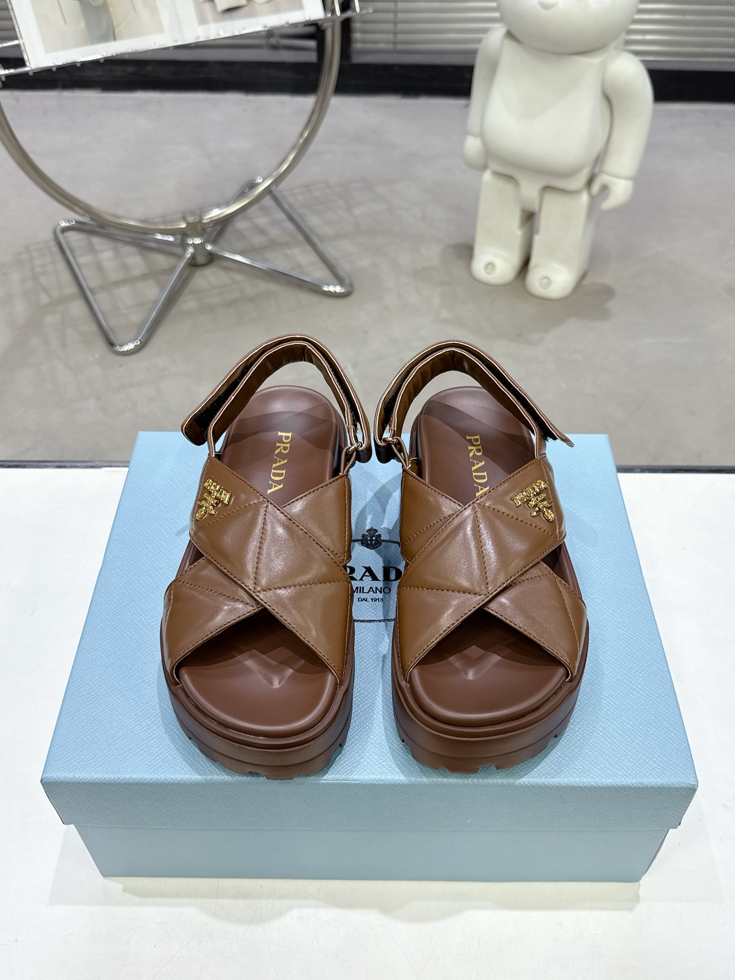 [TOP] PRADA Thick Sole Sandals - Brown