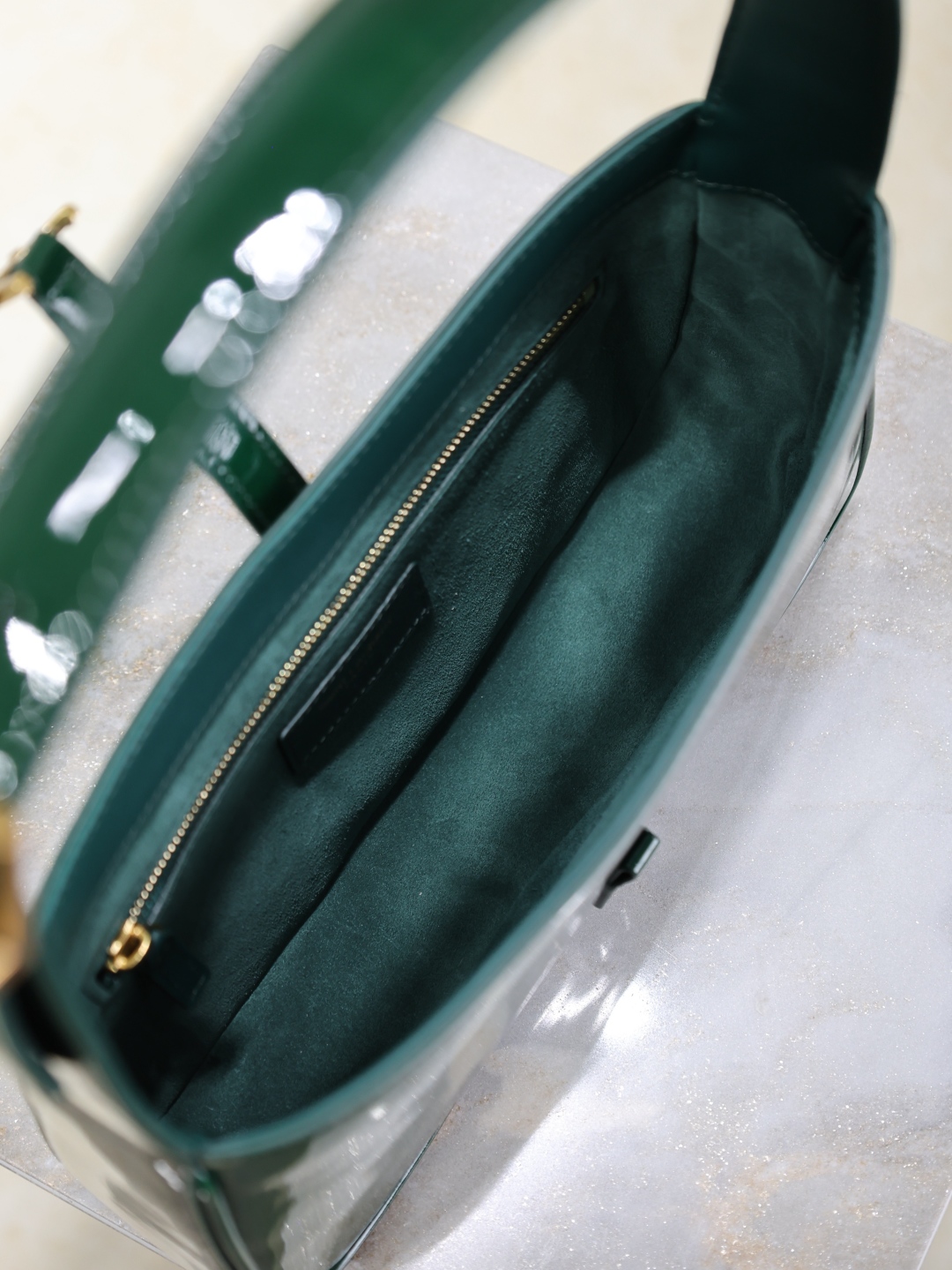 [TOP] Yves Saint Laurent YSL Le 5A7 Bag Patent Skin Underarm Bag 25X14X6cm - Green