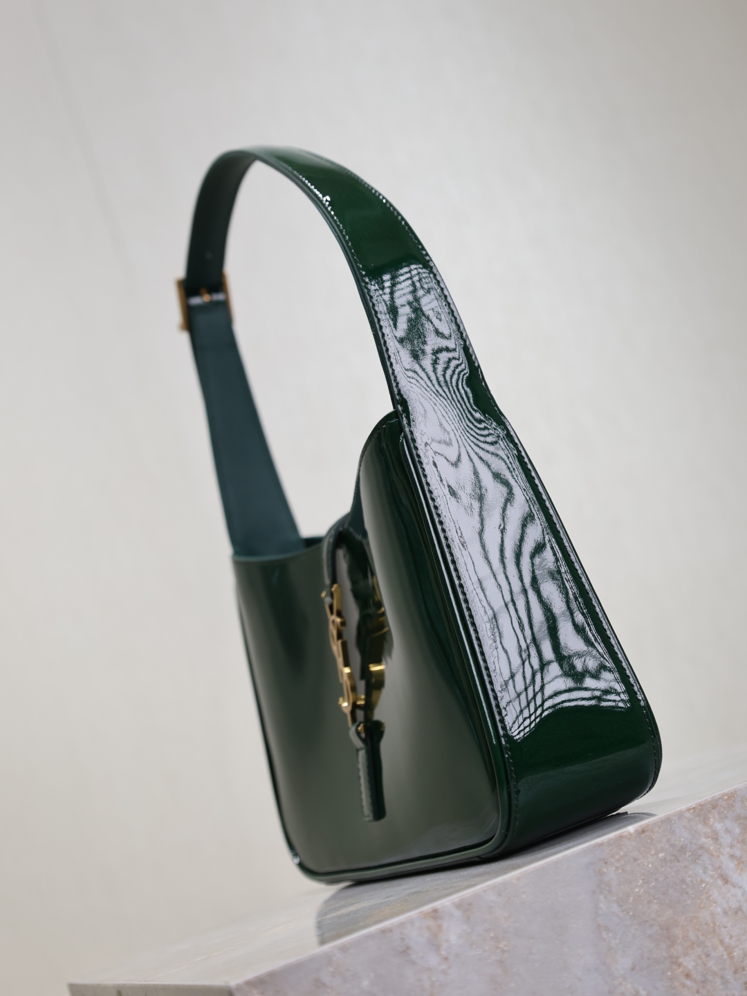 [TOP] Yves Saint Laurent YSL Le 5A7 Bag Patent Skin Underarm Bag 25X14X6cm - Green