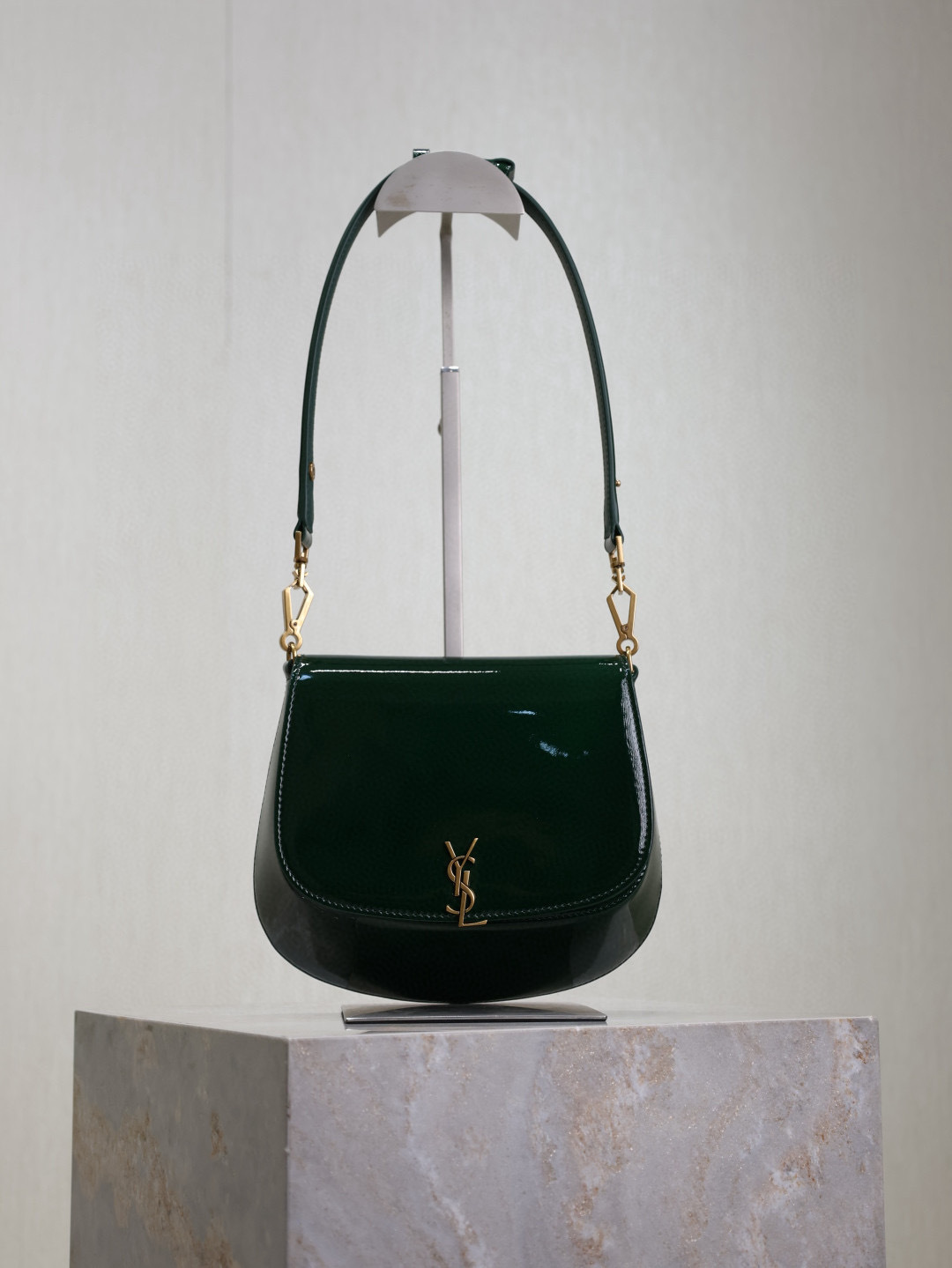 [TOP] Yves Saint Laurent YSL Voltaire Patent Skin Underarms Bags 17.5x21x8cm - Green&GWH