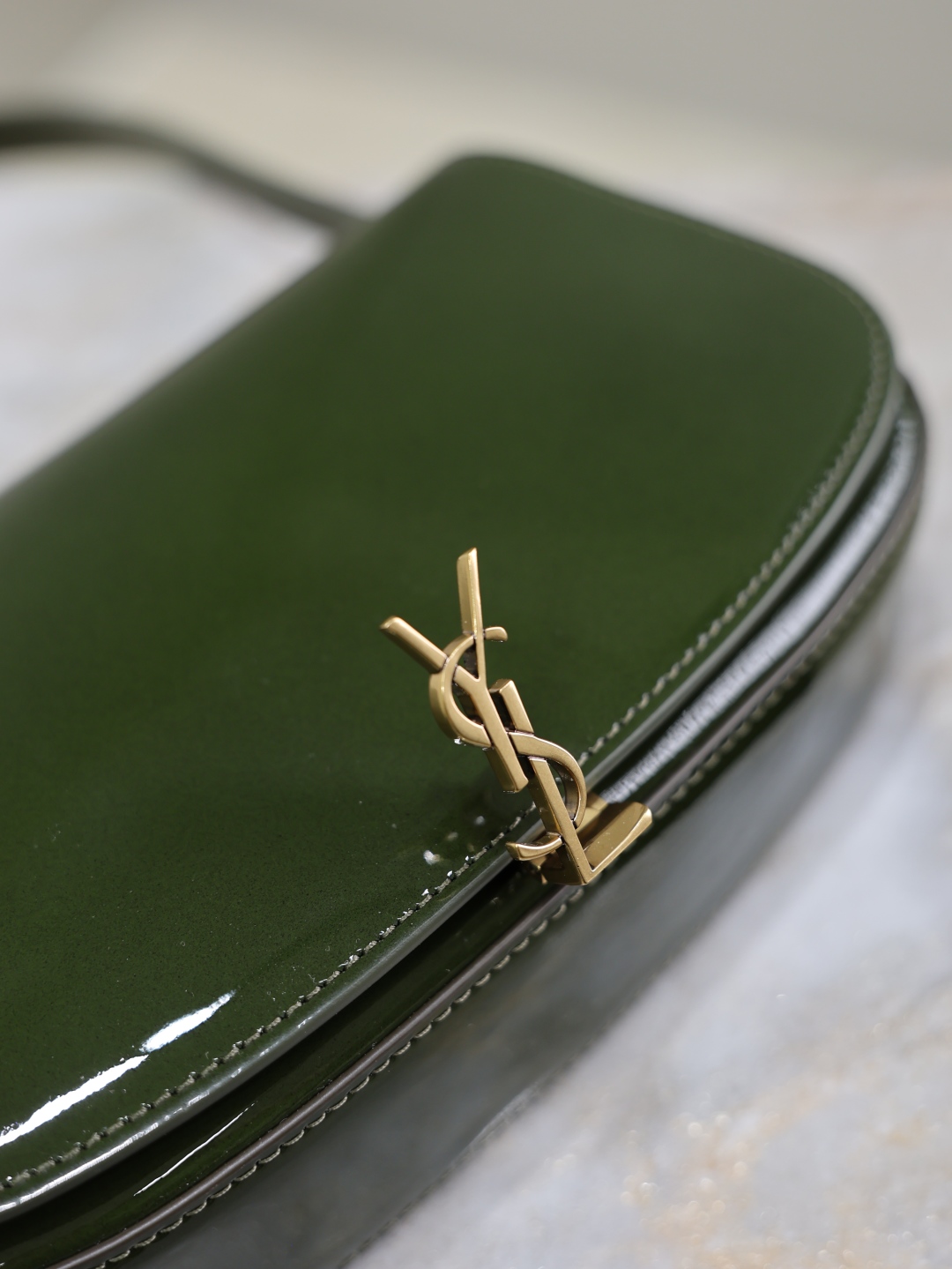 [TOP] Yves Saint Laurent YSL Voltaire Mini Patent Skin Underarms Bags 17.5×13.5×5cm - Green&GWH