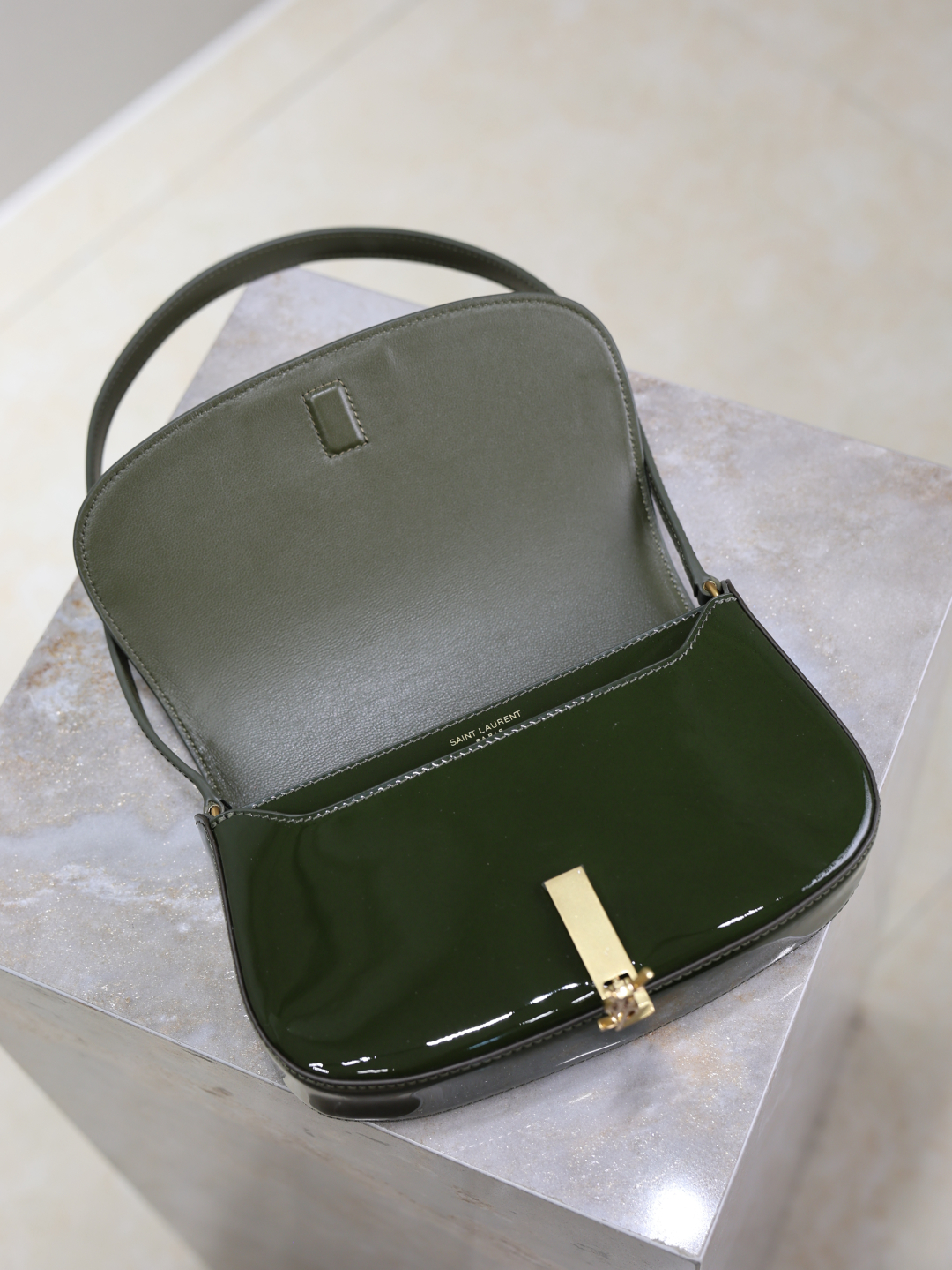 [TOP] Yves Saint Laurent YSL Voltaire Mini Patent Skin Underarms Bags 17.5×13.5×5cm - Green&GWH