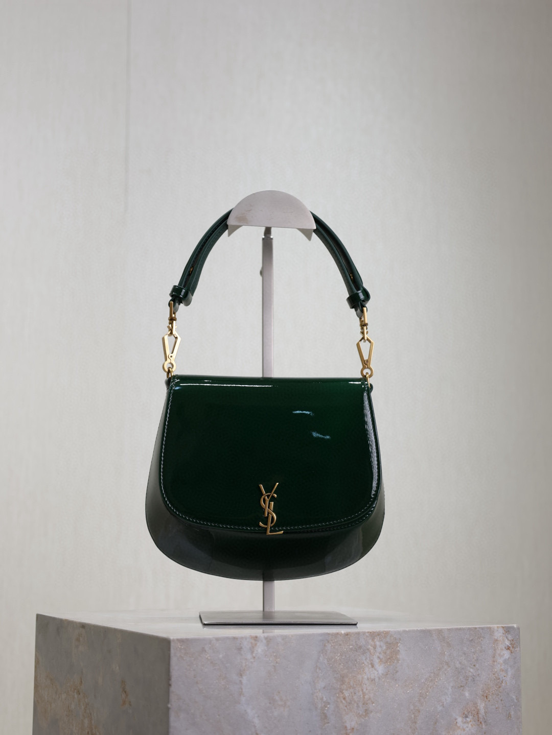 [TOP] Yves Saint Laurent YSL Voltaire Patent Skin Underarms Bags 17.5x21x8cm - Green&GWH