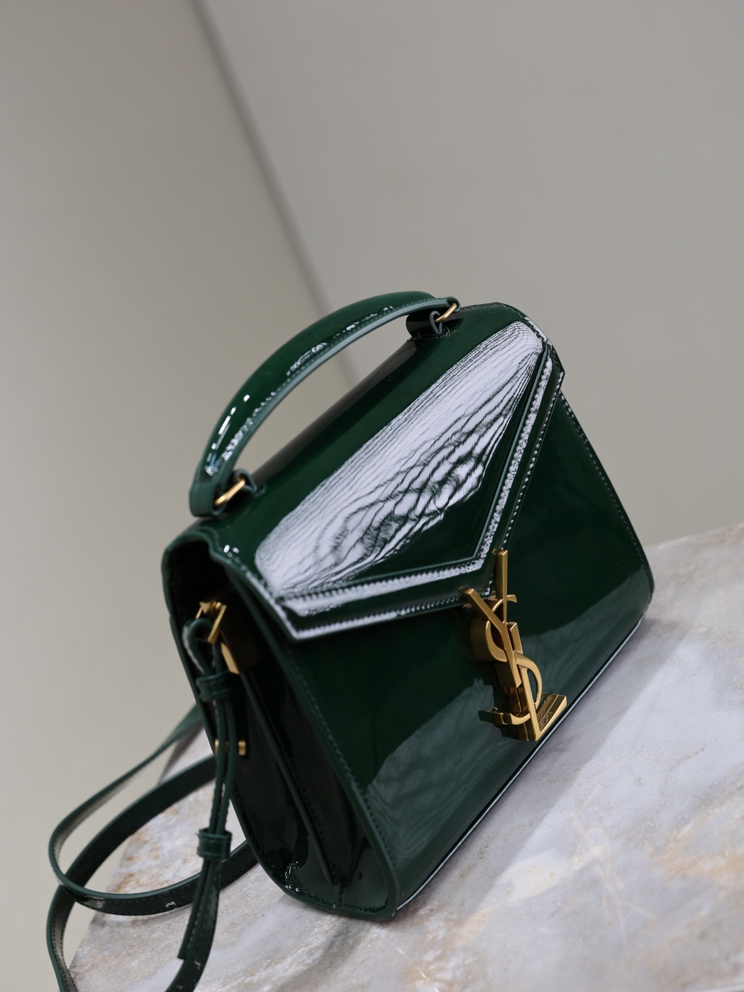 [TOP] Yves Saint Laurent YSL Cassandra Mini Handbag 20×16×7.5cm- Green&GHW