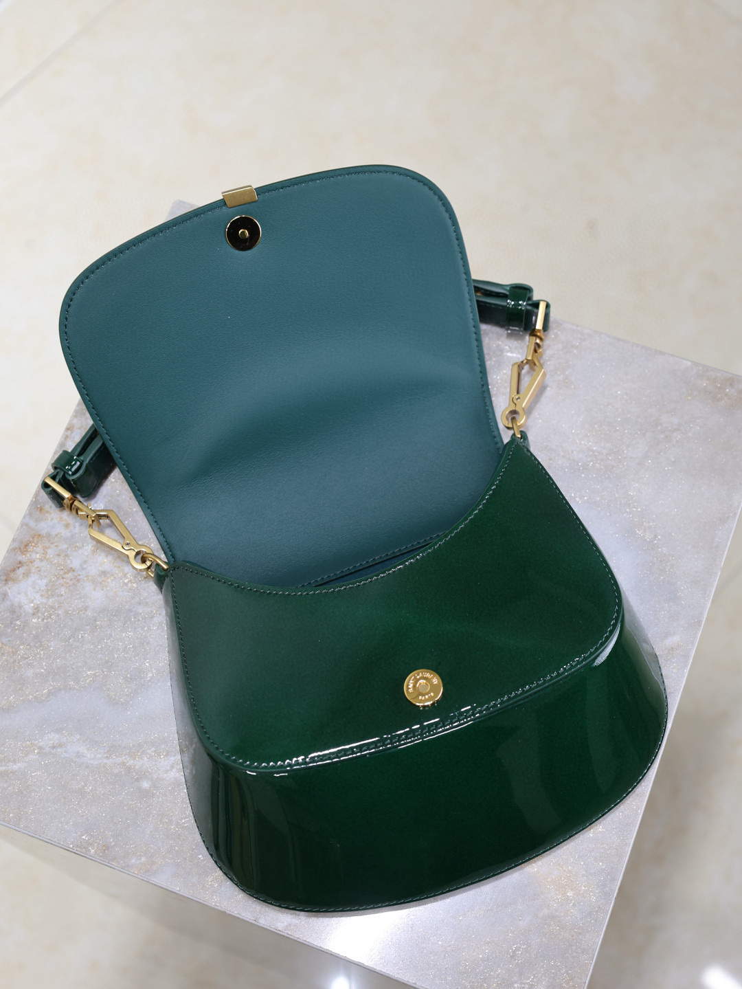[TOP] Yves Saint Laurent YSL Voltaire Patent Skin Underarms Bags 17.5x21x8cm - Green&GWH
