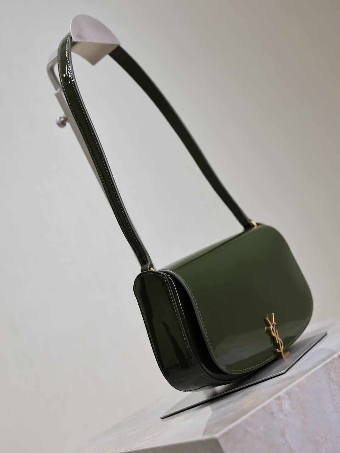 [TOP] Yves Saint Laurent YSL Voltaire Mini Patent Skin Underarms Bags 17.5×13.5×5cm - Green&GWH