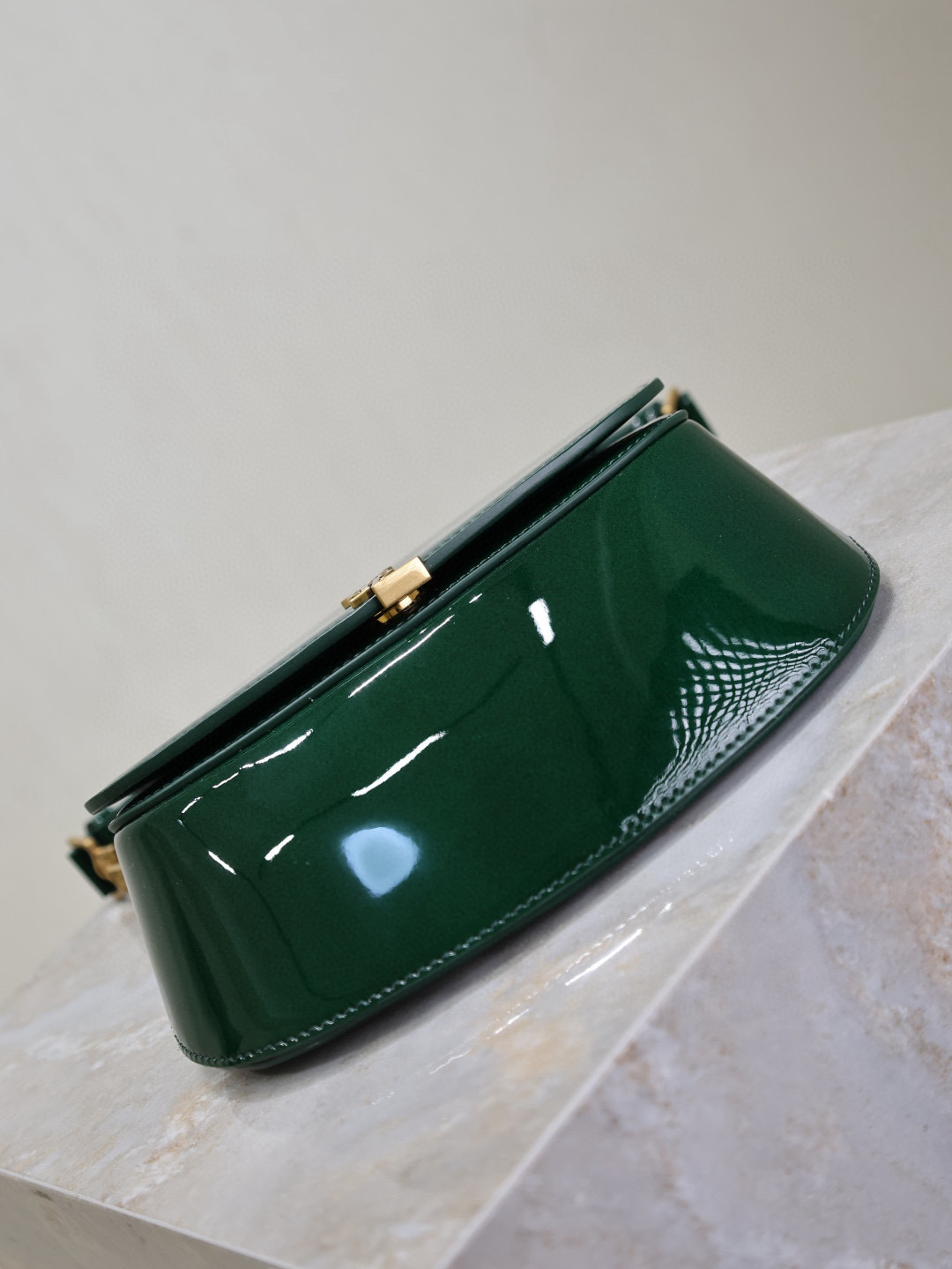 [TOP] Yves Saint Laurent YSL Voltaire Patent Skin Underarms Bags 17.5x21x8cm - Green&GWH