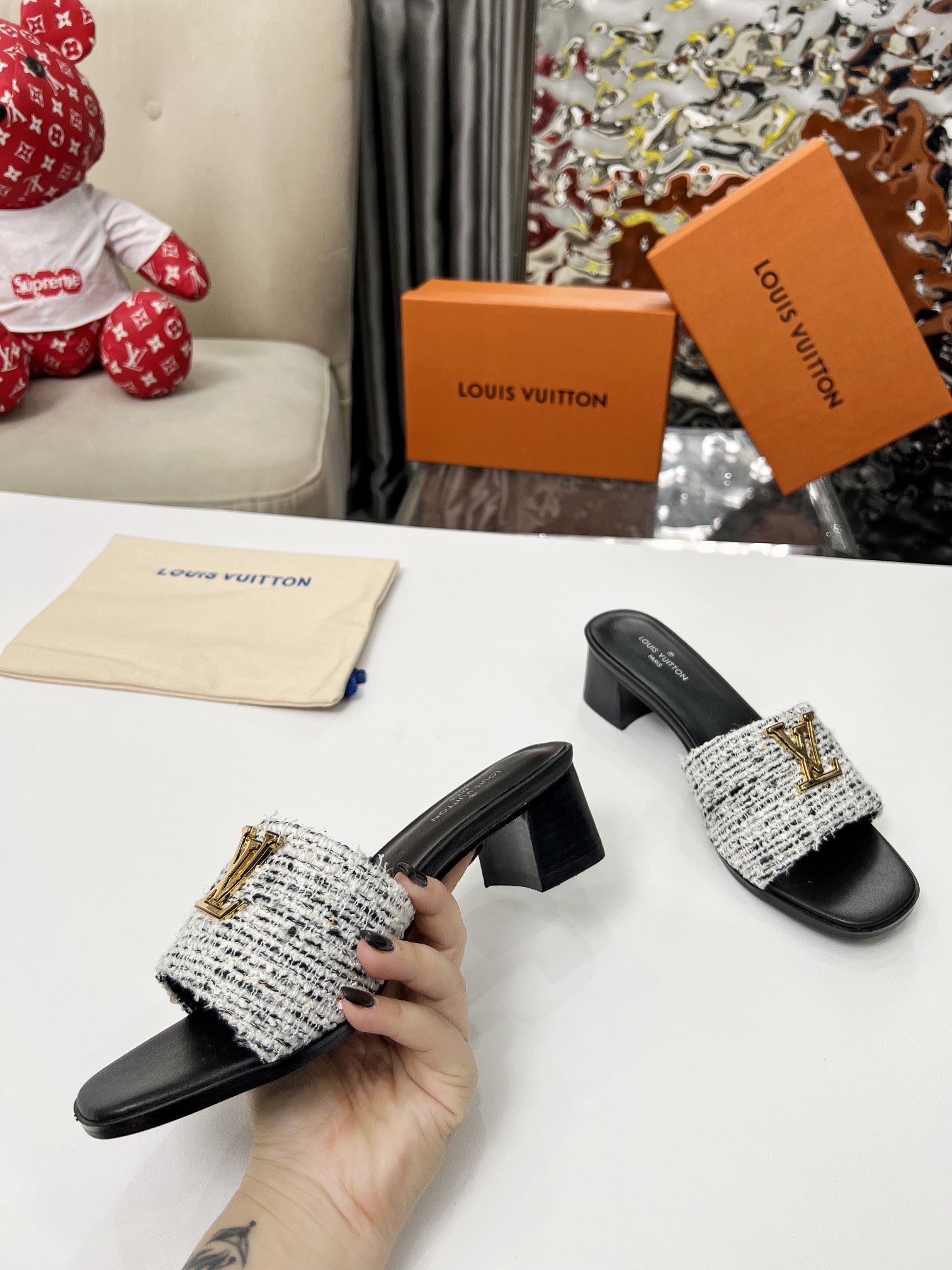 [TOP] Louis Vuitton LV High-Heeled Slippers - 4 Colour