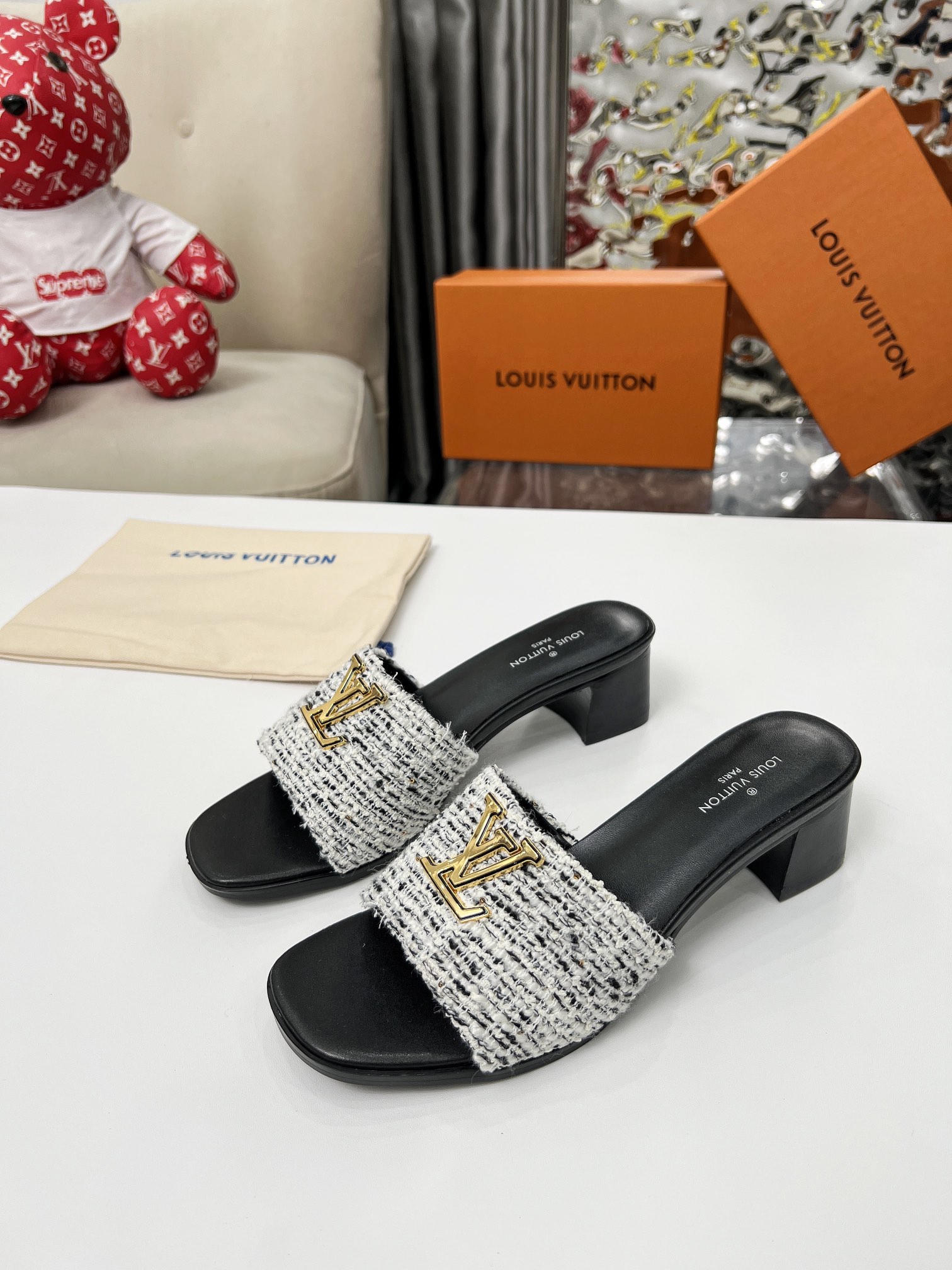 [TOP] Louis Vuitton LV High-Heeled Slippers - 4 Colour