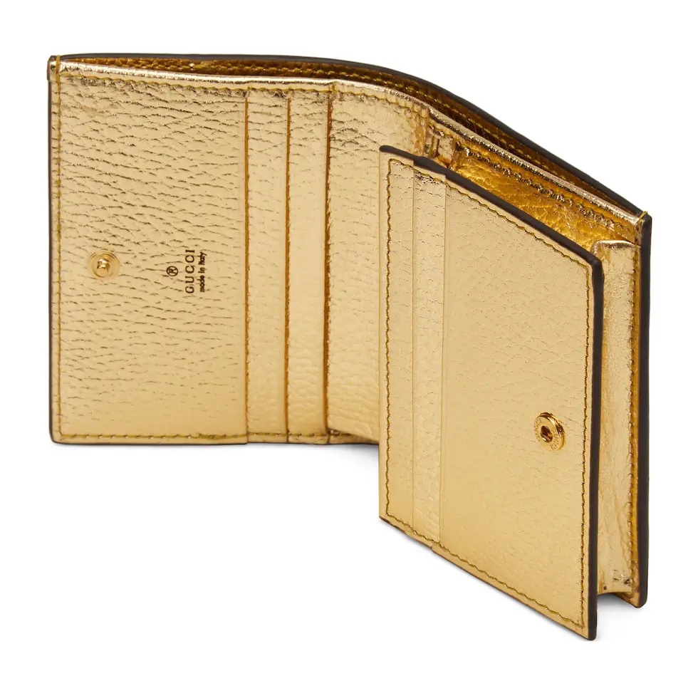 [TOP] GUCCI GG Monogram Wallet 11 x 8.5 x 3 cm -Gold