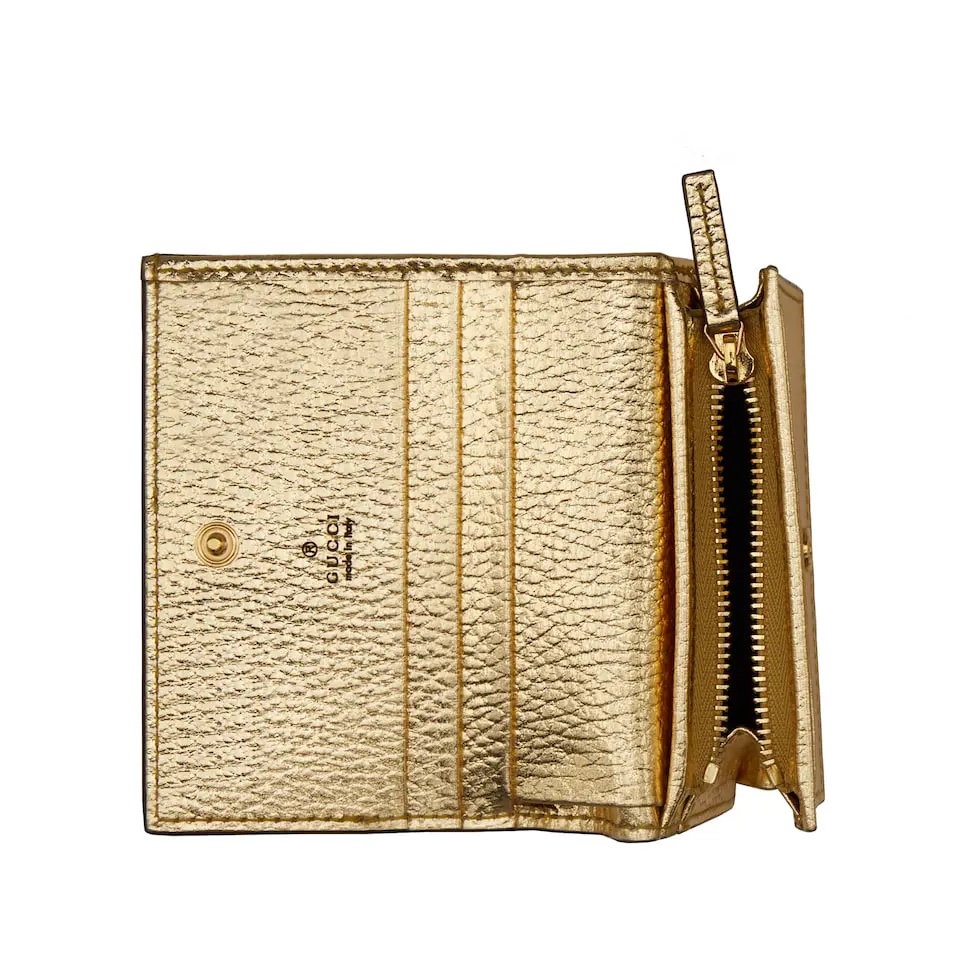 [TOP] GUCCI GG Monogram Wallet 11 x 8.5 x 3 cm -Gold