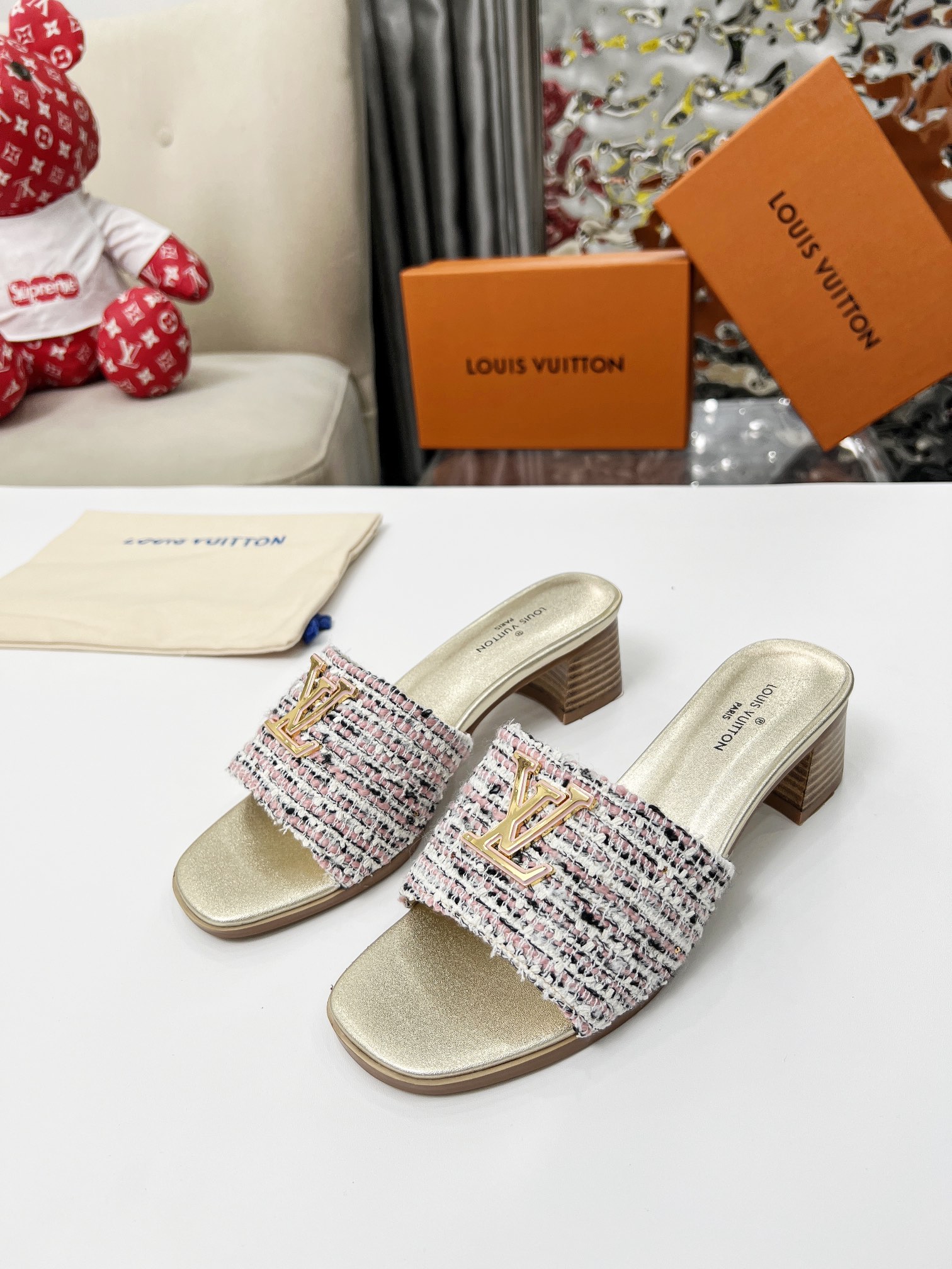 [TOP] Louis Vuitton LV High-Heeled Slippers - 4 Colour