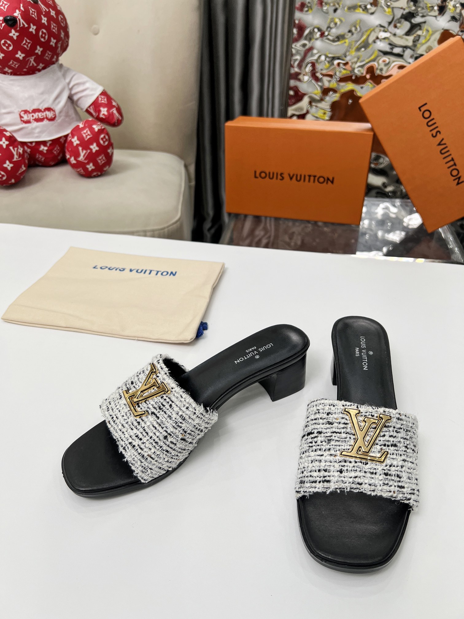 [TOP] Louis Vuitton LV High-Heeled Slippers - 4 Colour
