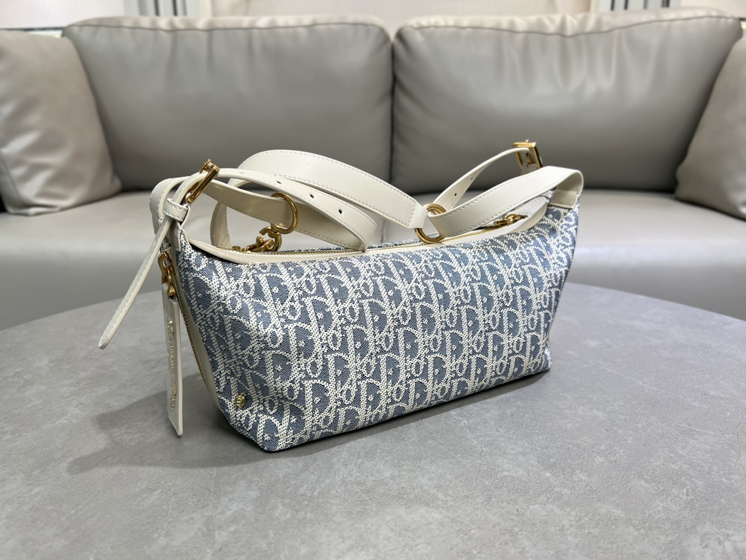 [TOP] Christian Dior D-Journey Bag 25.5×14.5×14cm/33×16×15cm - Light Blue
