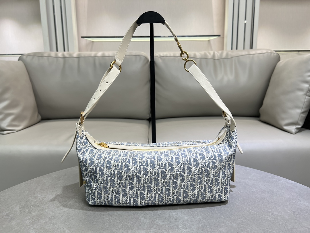 [TOP] Christian Dior D-Journey Bag 25.5×14.5×14cm/33×16×15cm - Light Blue