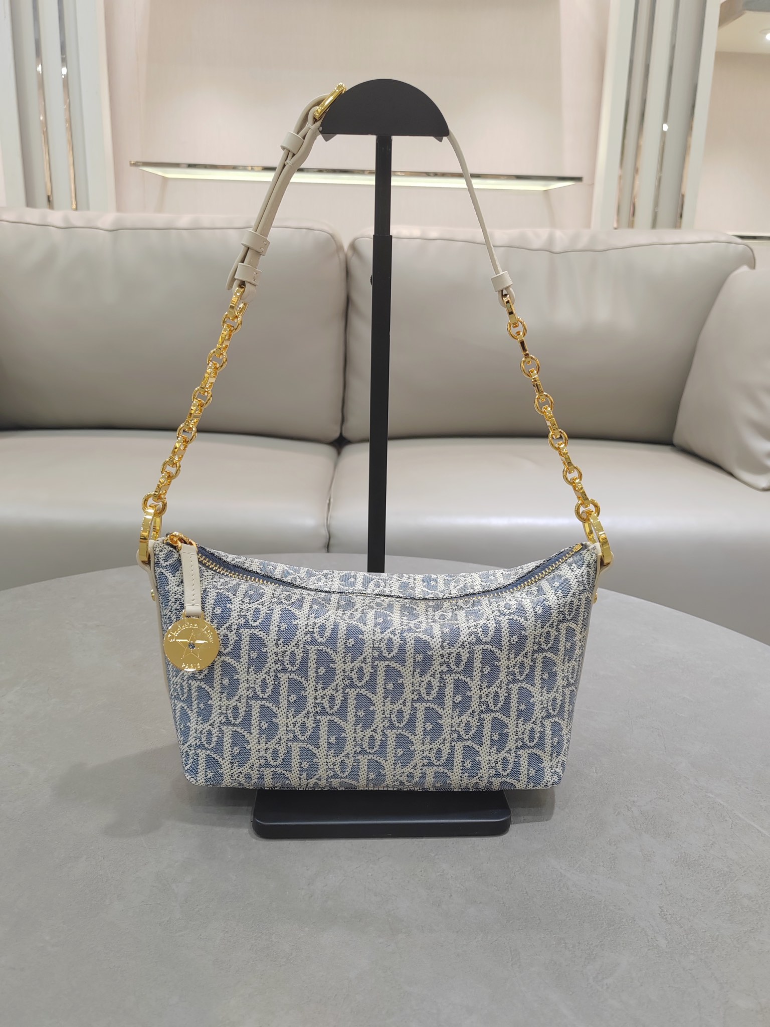 [TOP] Christian Dior Diorstar Hobo Bag 28.5x14.5x10cm - Light Blue