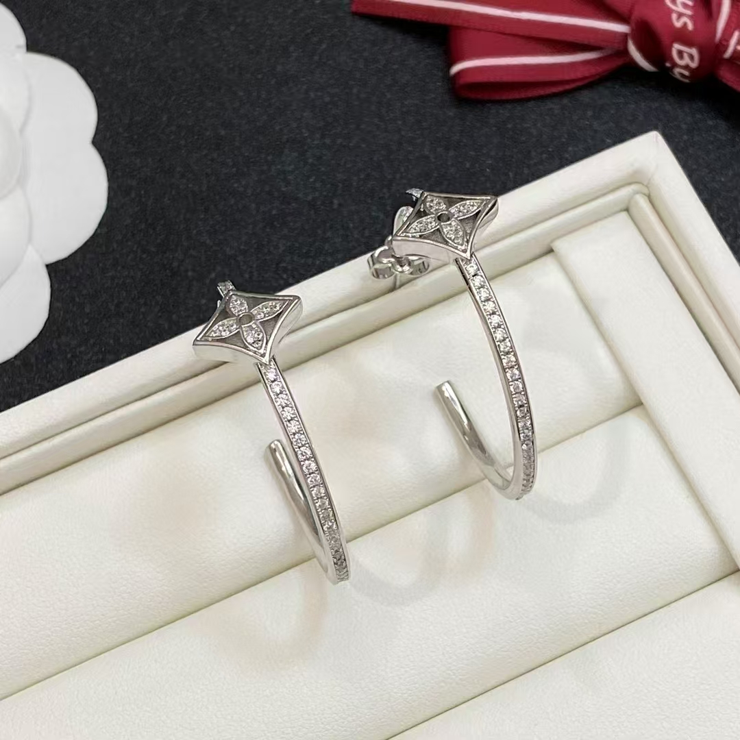 [TOP] Louis Vuitton LV Earrings - Sliver