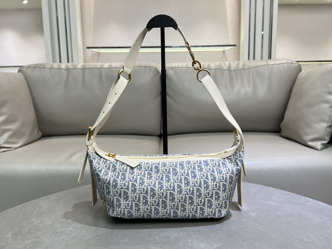 [TOP] Christian Dior D-Journey Bag 25.5×14.5×14cm/33×16×15cm - Light Blue