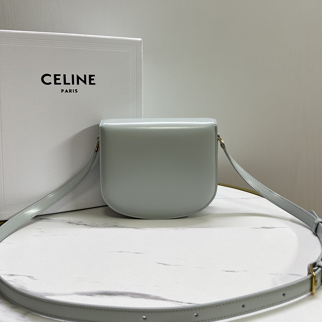 [TOP] CELINE Besace Triomphe Bag Calfskin 18.5x16x6cm - Brown / Blue