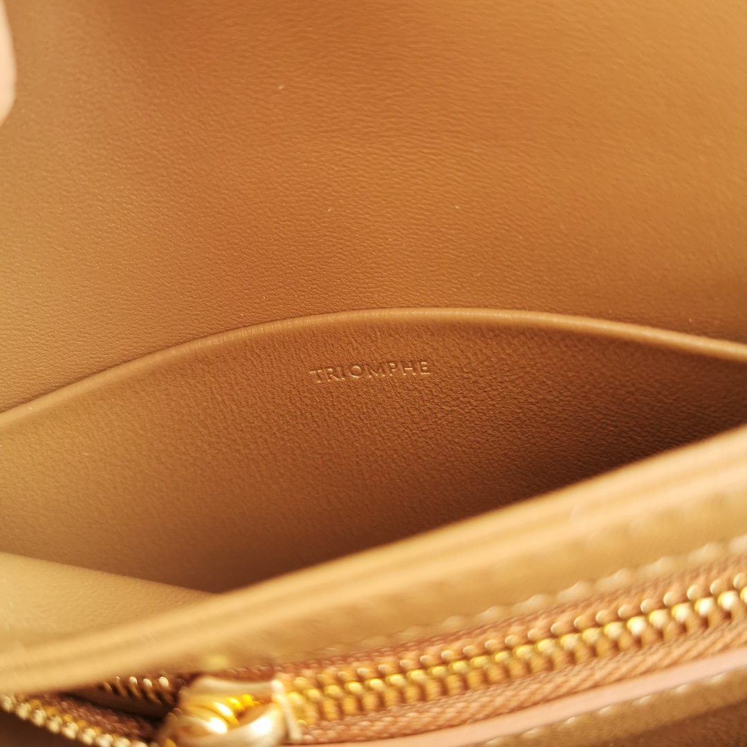 [TOP] CELINE Besace Triomphe Bag Calfskin 18.5x16x6cm - Brown / Blue