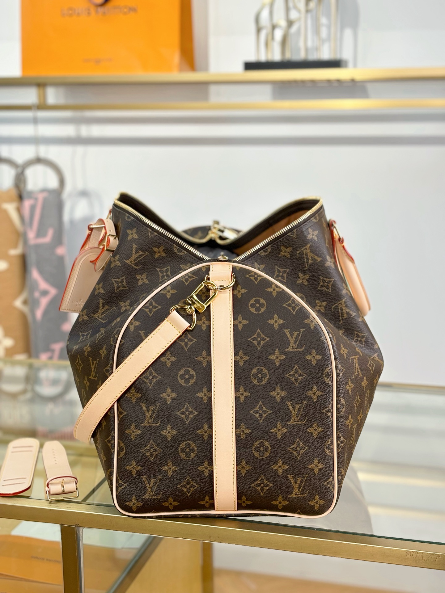 [TOP] Louis Vuitton LV Keepall Bandouliere Travel Bag 55x31x26cm - Brown