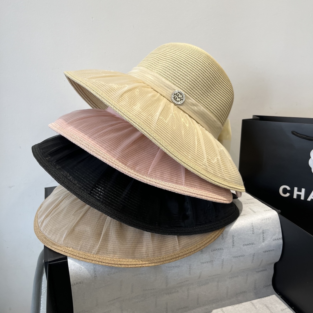 [TOP] Miu Miu Weaving Hat with Bow - 4 Color