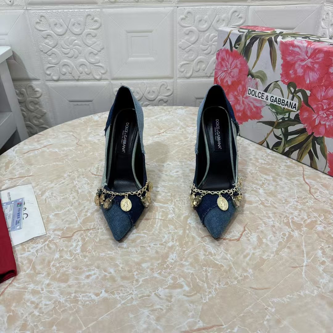 [TOP] Dolce & Gabbana D&G Charm Embellished Pointed Toe Pump - Blue