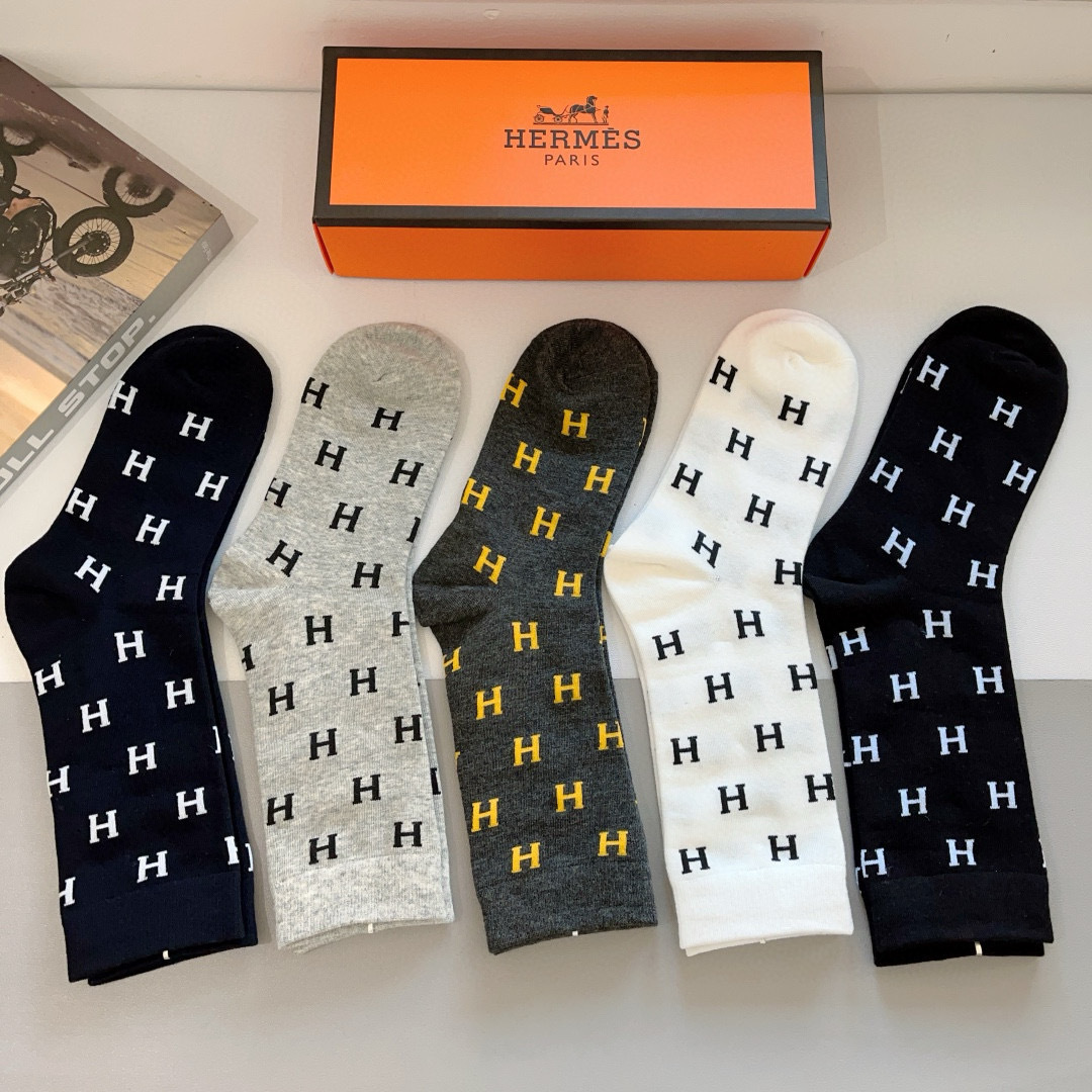 [TOP] HERMES Socks - 5 Pieces as a Set