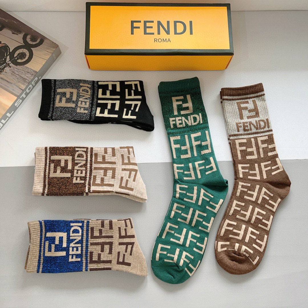 [TOP] FENDI Socks - 5 Pieces as a Set