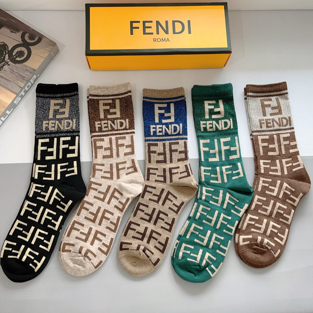 [TOP] FENDI Socks - 5 Pieces as a Set