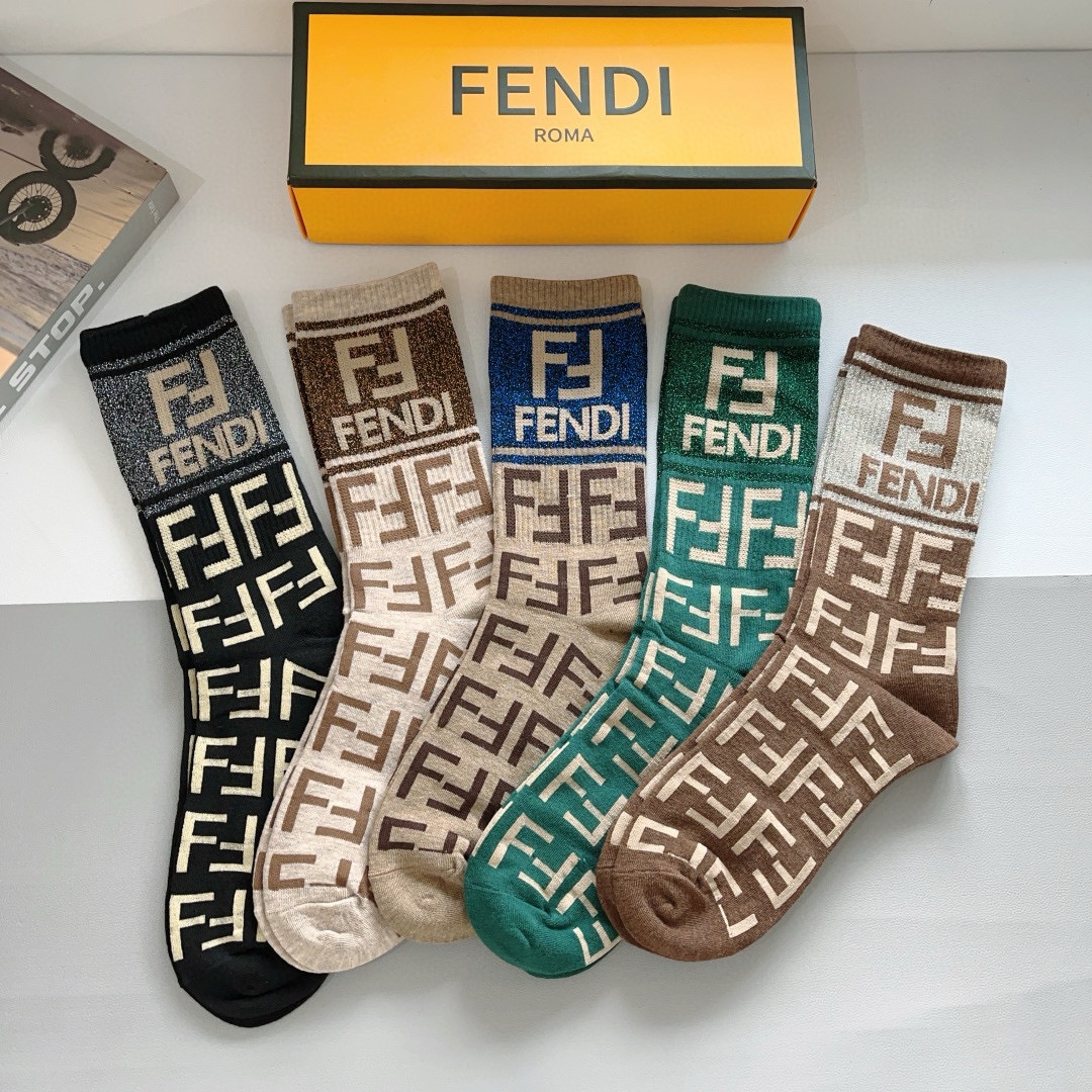 [TOP] FENDI Socks - 5 Pieces as a Set