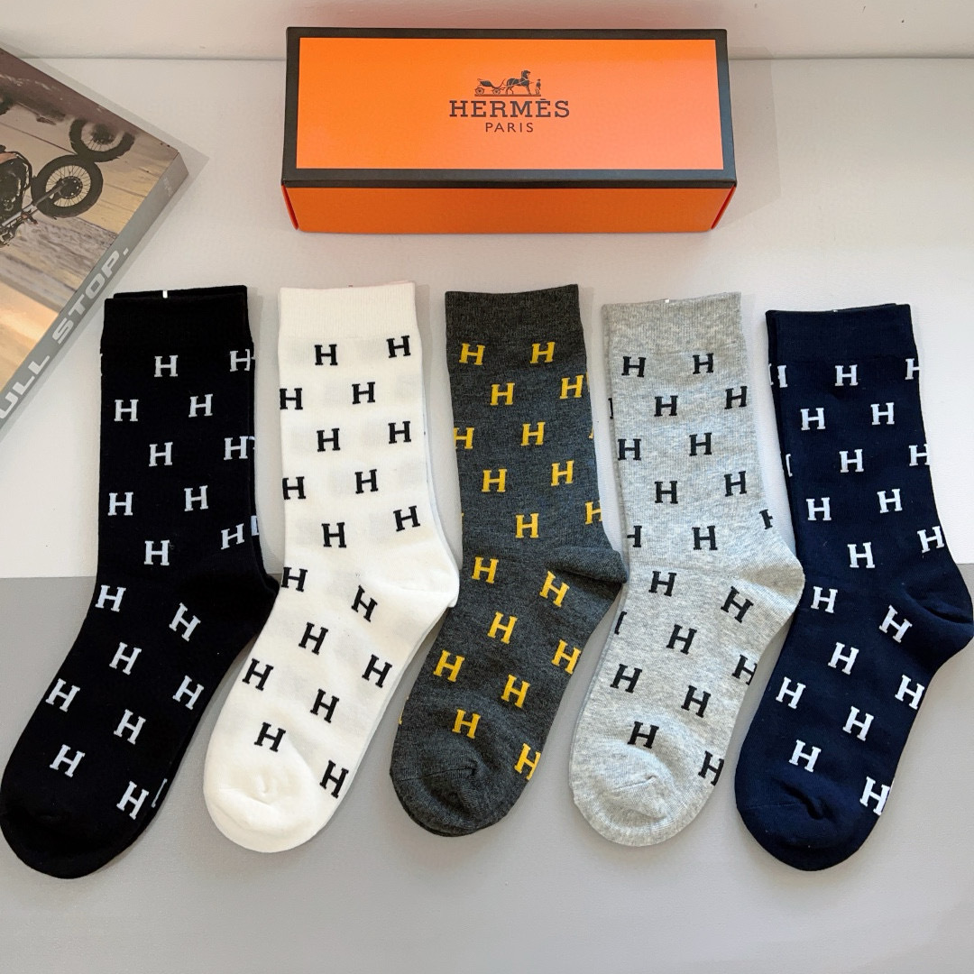 [TOP] HERMES Socks - 5 Pieces as a Set