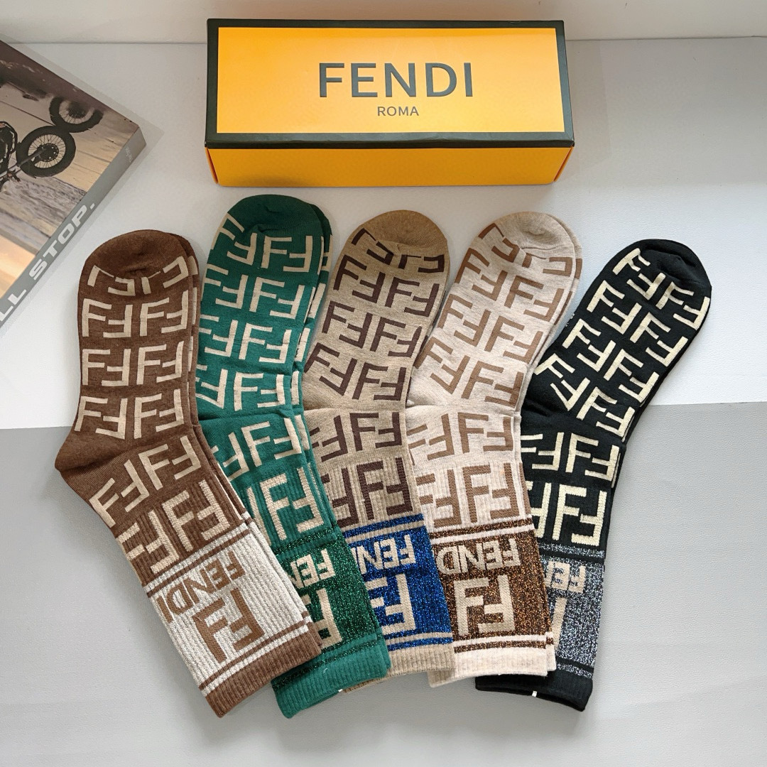 [TOP] FENDI Socks - 5 Pieces as a Set