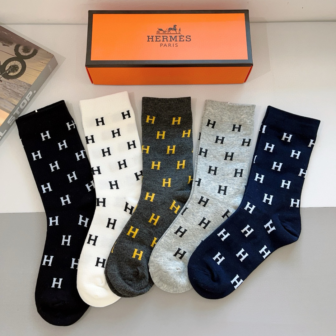 [TOP] HERMES Socks - 5 Pieces as a Set
