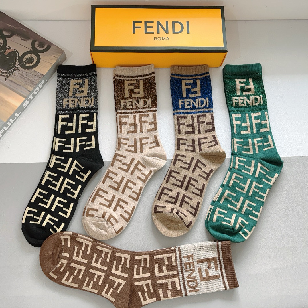 [TOP] FENDI Socks - 5 Pieces as a Set