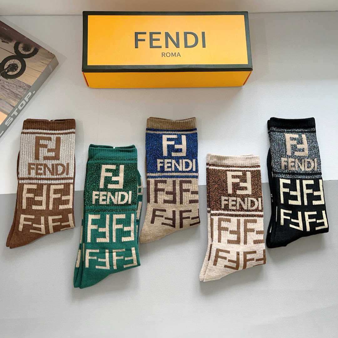 [TOP] FENDI Socks - 5 Pieces as a Set