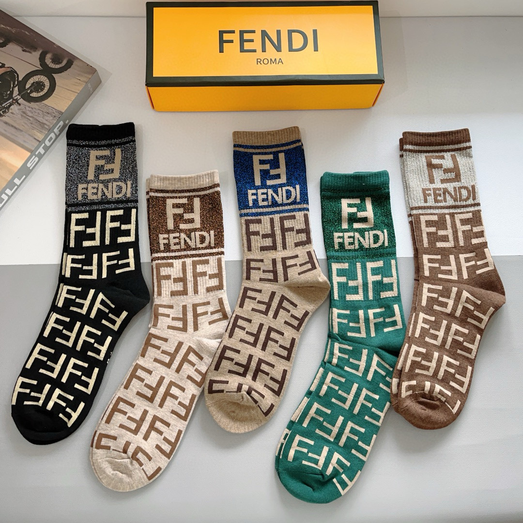 [TOP] FENDI Socks - 5 Pieces as a Set