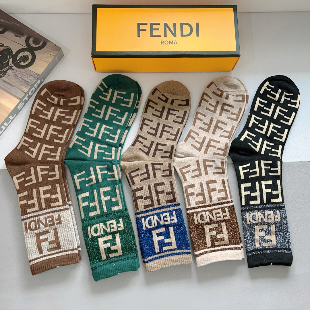 [TOP] FENDI Socks - 5 Pieces as a Set