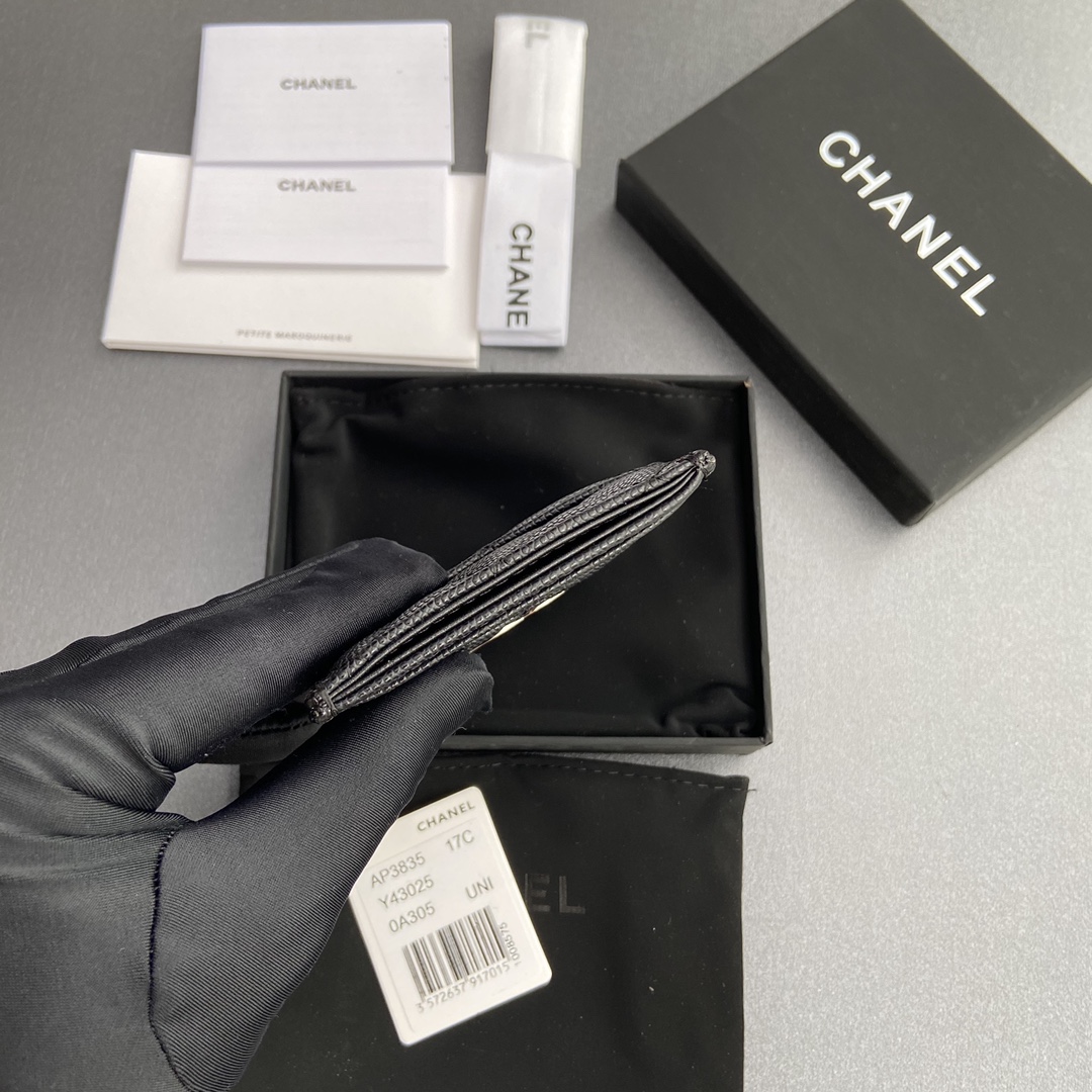 [TOP] CHANEL Card Case 8x11.5cm - Black