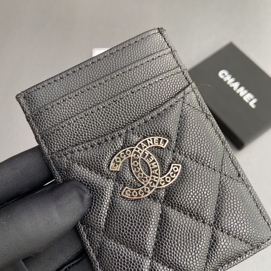 [TOP] CHANEL Card Case 8x11.5cm - Black