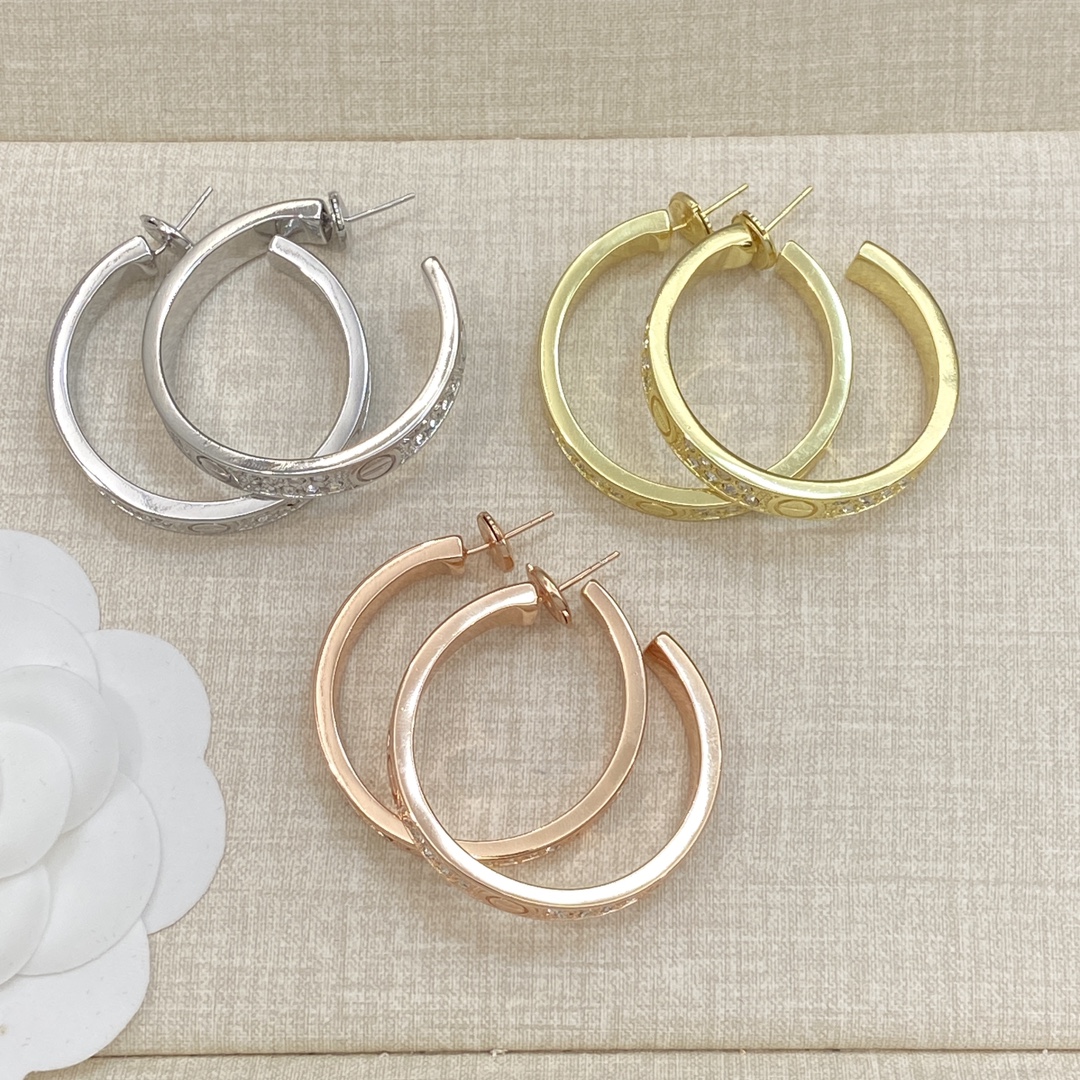 [TOP] Cartier Round Earrings - 3 Color