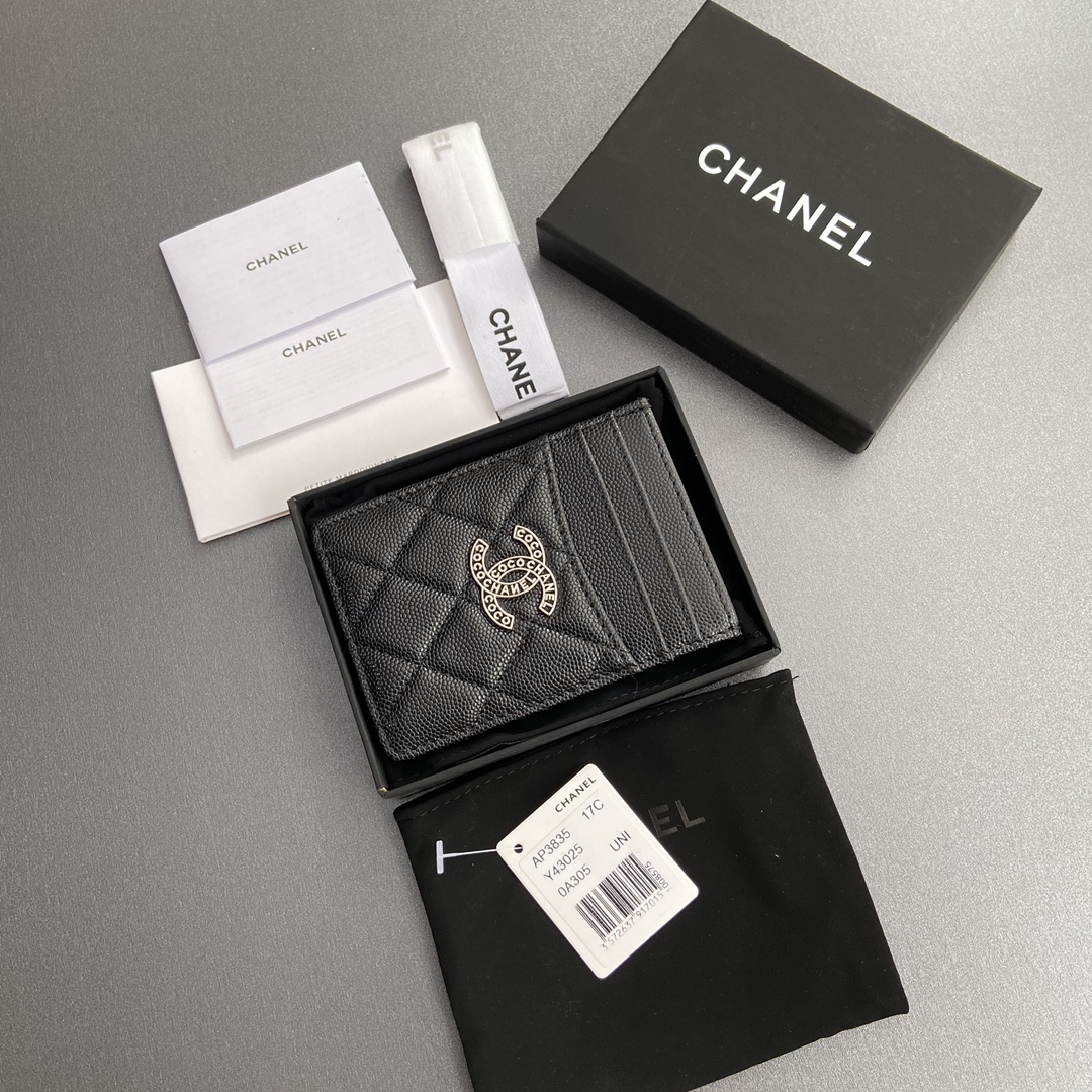 [TOP] CHANEL Card Case 8x11.5cm - Black