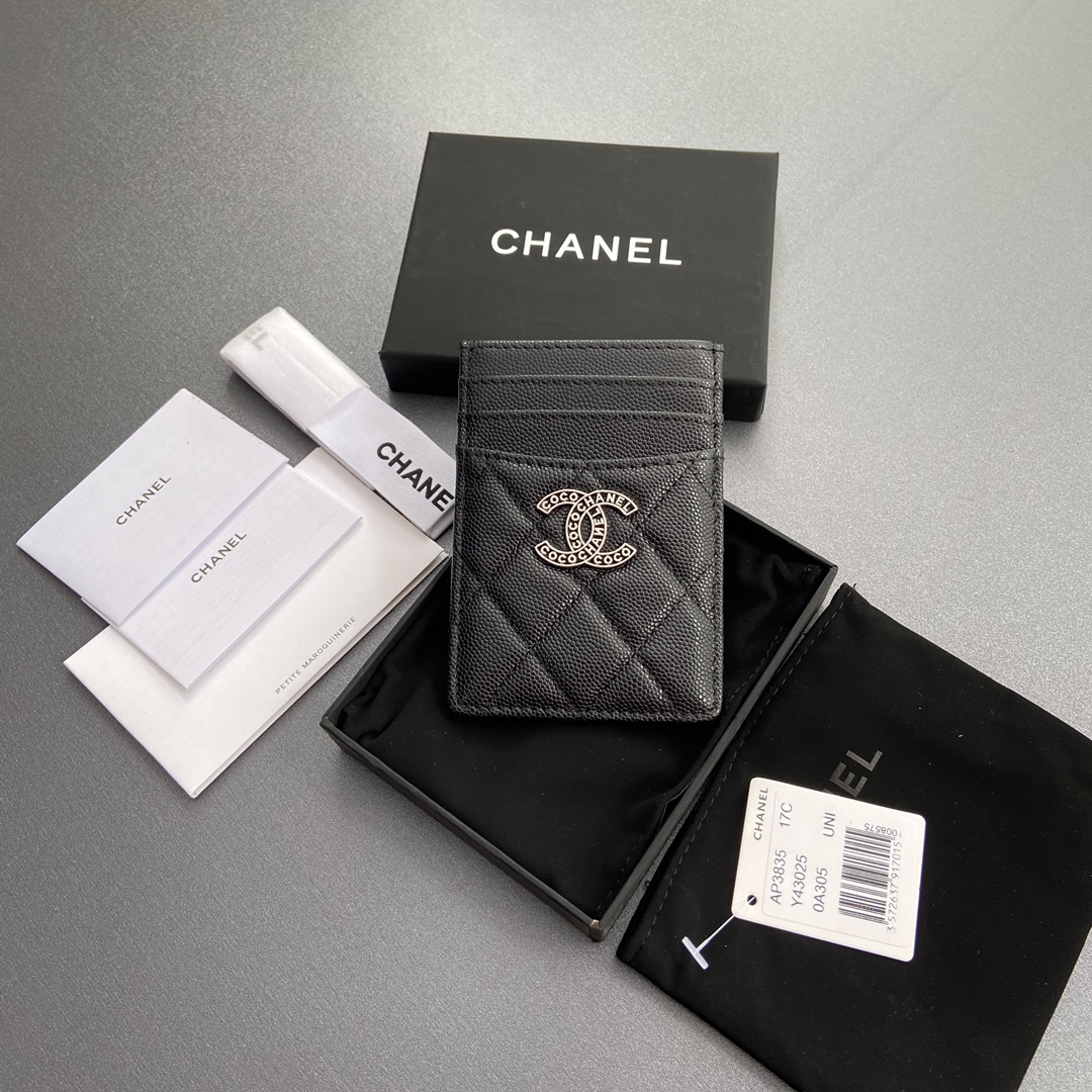 [TOP] CHANEL Card Case 8x11.5cm - Black
