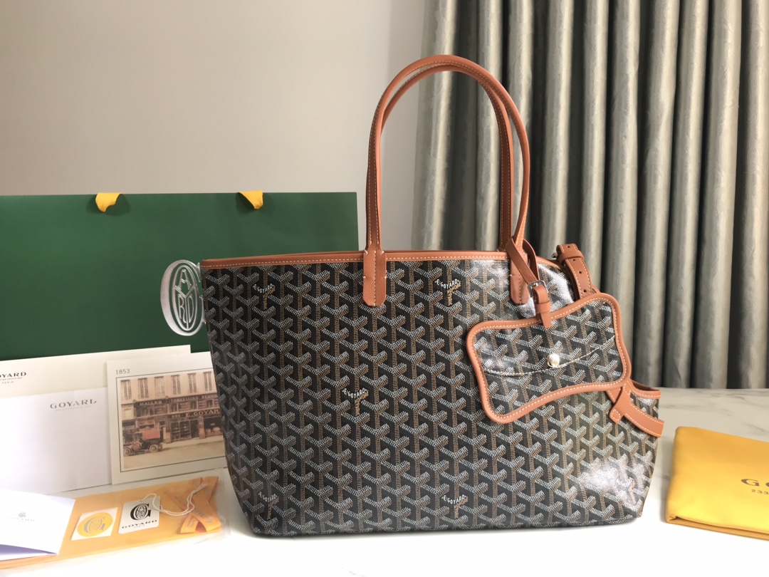 [TOP] Goyard Chien Gris & Pocket Pet Bag 27*15*33.5 cm - Brown