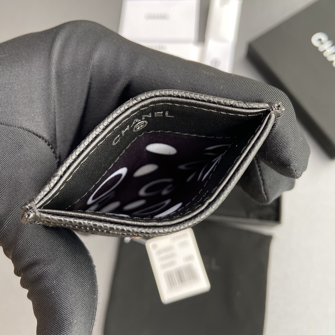 [TOP] CHANEL Card Case 8x11.5cm - Black