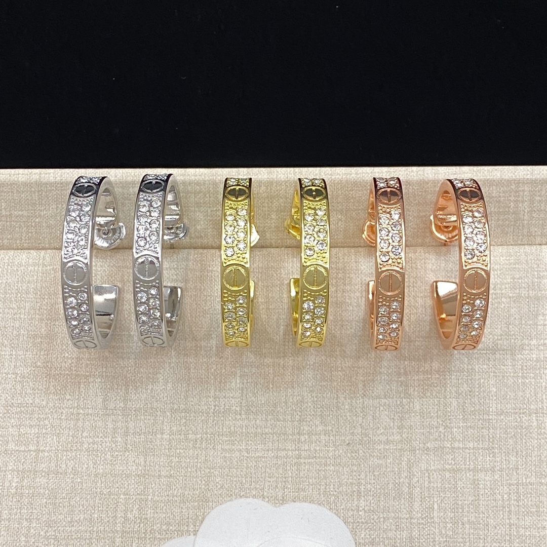 [TOP] Cartier Round Earrings - 3 Color