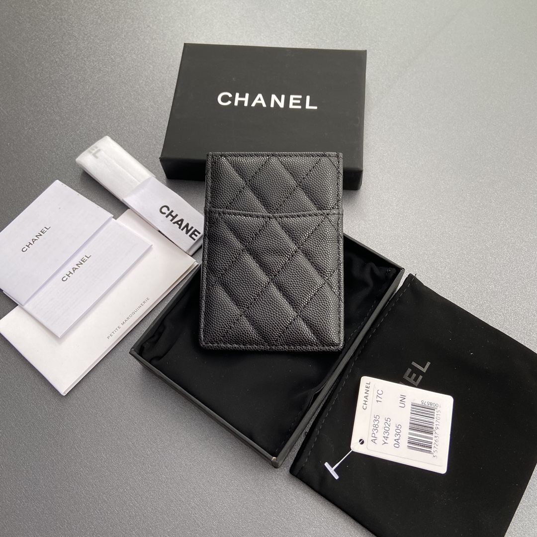[TOP] CHANEL Card Case 8x11.5cm - Black