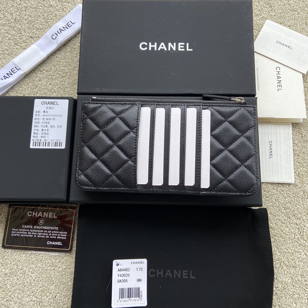 [TOP] CHANEL Wallet Calfskin/Lambskin 19.5×10×3cm - Black & GHW/SHW