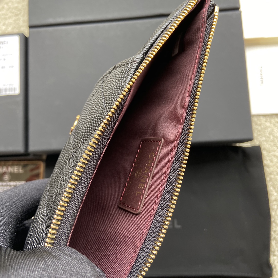 [TOP] CHANEL Wallet Calfskin/Lambskin 19.5×10×3cm - Black & GHW/SHW